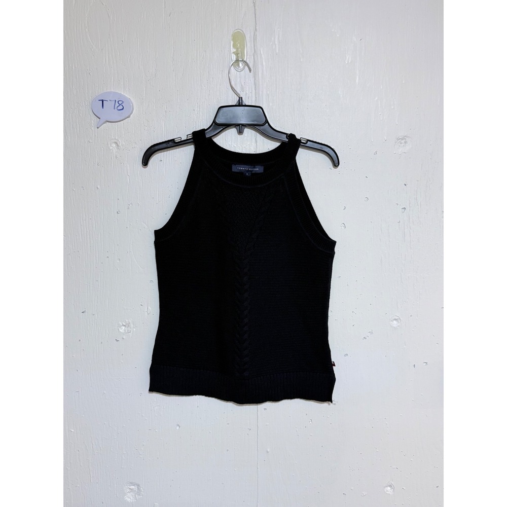 Tommy Hilfiger Navy Cable Knit Halter Sweater Tank Top J52S0675 Womens M NWT